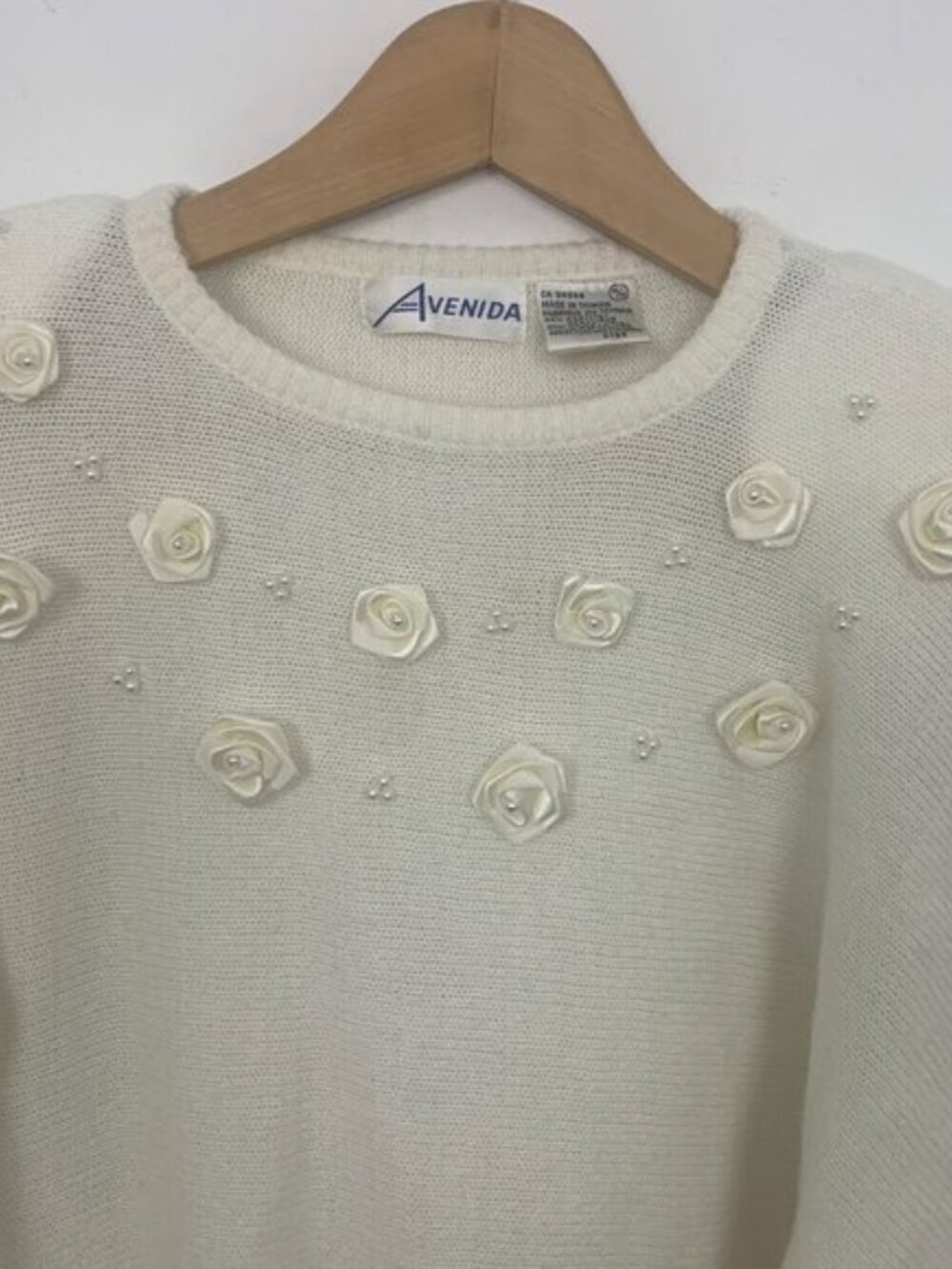 Avenida Vintage Beaded Rosette Knit Sweater - Picture 4 of 6